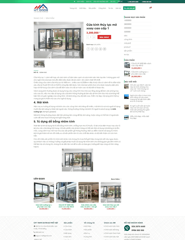 Template blogspot bán cửa nhôm cao cấp trên nền flatsome